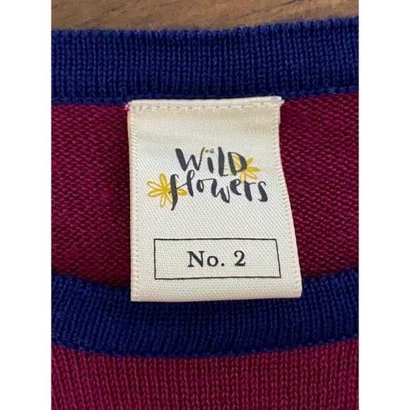 Wildflowers Happy Go Lucky Burgundy Blue Green Key To My Heart Knit Sweater 2 - Picture 6 of 7